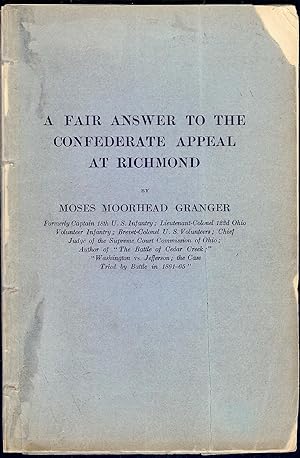 Bild des Verkufers fr A FAIR ANSWER TO THE CONFEDERATE APPEAL AT RICHMOND zum Verkauf von Antic Hay Books