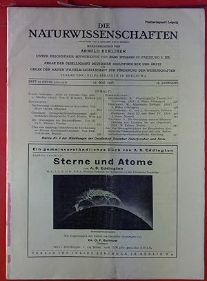 Bild des Verkufers fr Die Naturwissenschaften. HEFT 19 - 16. Jahrgang 1928 zum Verkauf von biblion2