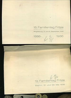 Familientag Fritze: 19 und 18 Familientag Fritze. Mit einem Manuskript zur Magdeburger Sippe. Ech...