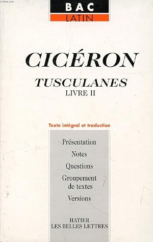 Image du vendeur pour TUSCULANES, LIVRE II (BAC LATIN) mis en vente par Le-Livre