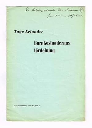 Seller image for Barnkostnadernas frdelning. for sale by Hatt Rare Books ILAB & CINOA