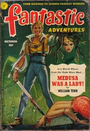 Bild des Verkufers fr Fantastic Adventures Vol.13 No.10 October 1951 (Medusa was a Lady!; A Handful of Dust; The Laughter of Shiru; You Take the High Road; Alias Adam) zum Verkauf von N & A Smiles