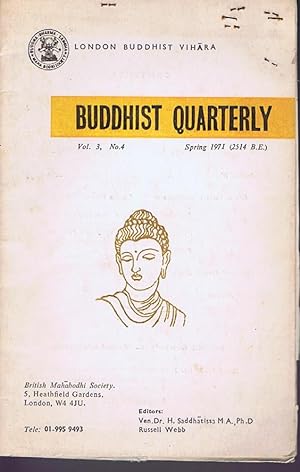 Seller image for Buddhist Quarterly: Vol 3 No. 4 Spring 1971 for sale by Lazy Letters Books
