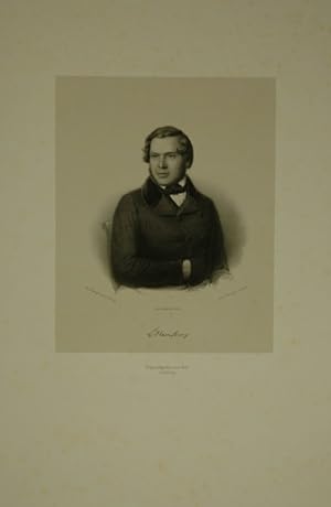 Image du vendeur pour Portrait. Halbfigur auf einem Stuhl. Lithographie auf aufgewalztem China von Hermann Eichens nach einer frhen Photographie. mis en vente par Antiquariat  Braun