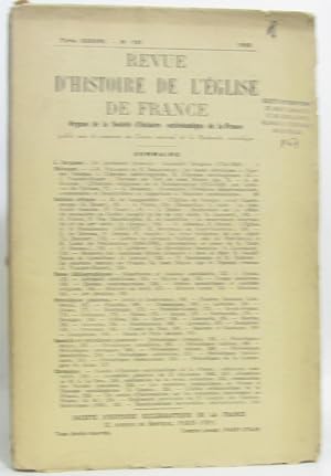 Revue d'histoire de l'église de France Tome XXXVIII n°131 1952