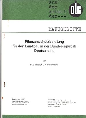 Imagen del vendedor de aus der Arbeit der DLG: Pflanzenschutzberatung fr den Landbau in der Bundesrepublik Deutschland. a la venta por Buchversand Joachim Neumann