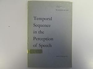 Imagen del vendedor de Temporal Sequence in the Perception of Speech a la venta por Goldstone Rare Books