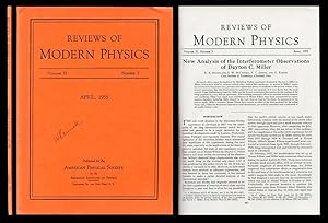 Seller image for New Analysis of the Interferometer Observations of Dayton C. Miller in Reviews of Modern Physics 27, No. 2, April 1955, pp. 167-179 for sale by Atticus Rare Books