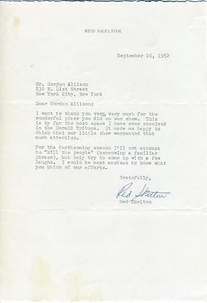 Signed Letter to Gordon Allison.