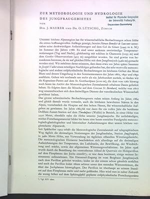 Bild des Verkufers fr Zur Meteorologie und Hydrologie des Jungfraugebietes; zum Verkauf von books4less (Versandantiquariat Petra Gros GmbH & Co. KG)