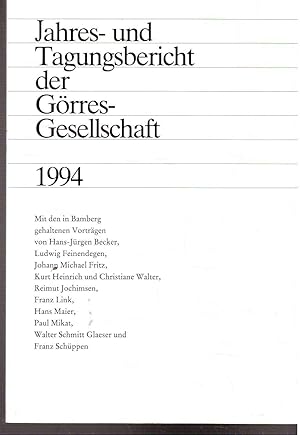 Imagen del vendedor de Jahres- und Tagungsbericht der Grres-Gesellschaft 1994 a la venta por Antiquariat Jterbook, Inh. H. Schulze