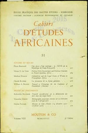Cahier d'études africaines.