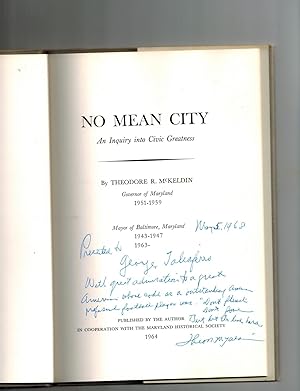 No Mean City ; An Inquiry Into Civic Greatness ( Presentation Copy )