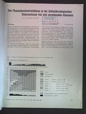 Bild des Verkufers fr Das Phasenkontrastverfahren in der lichtmikroskopischen Untersuchung von sich zersetzenden Glimmern. zum Verkauf von books4less (Versandantiquariat Petra Gros GmbH & Co. KG)