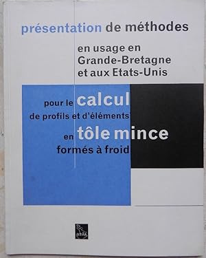 Présentation de méthode en usage en Grande-Bretagne et aux Etats-Unis pour le calcul de profils e...