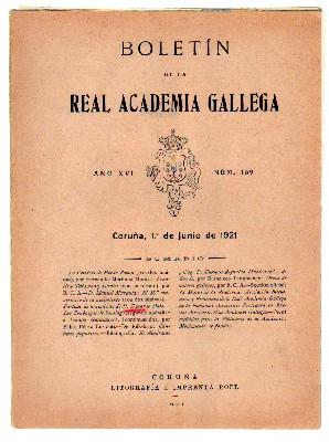 BOLETIN DE LA ACADEMIA GALLEGA. AÑO XVI Nº 139. 1 JUNIO 1921.