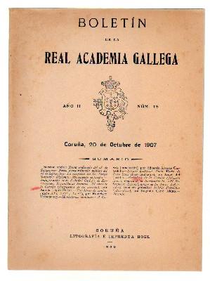 BOLETIN DE LA ACADEMIA GALLEGA. AÑO II Nº 15. 20 AGOSTO 1907.
