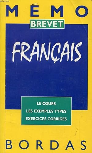 Bild des Verkufers fr MEMO BREVET, FRANCAIS zum Verkauf von Le-Livre