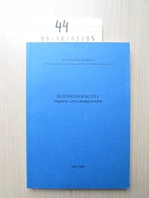 Bild des Verkufers fr Bestandskatalog I: Regional- und Lokalgeschichte Germania Judaica - Klner Bibliothek zur Geschichte des deutschen Judentums e. V. zum Verkauf von Bookstore-Online