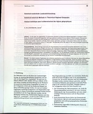 Bild des Verkufers fr Statistisch-analytische Landschaftsforschung; zum Verkauf von books4less (Versandantiquariat Petra Gros GmbH & Co. KG)