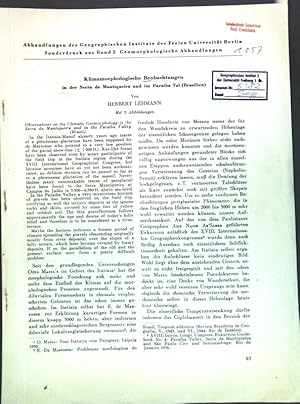 Bild des Verkufers fr Klimamorphologische Beobachtungen in der Serra da Mantiqueira und im Paraiba Tal (Brasilien); zum Verkauf von books4less (Versandantiquariat Petra Gros GmbH & Co. KG)