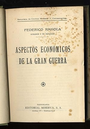 Imagen del vendedor de Aspectos econmicos de la Gran Guerra. a la venta por Llibreria Antiquria Delstres