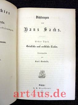 Seller image for Dichtungen : Erster Theil : Geistliche und weltliche Lieder Deutsche Dichter des sechzehnten Jahrhunderts ; 4 for sale by art4us - Antiquariat