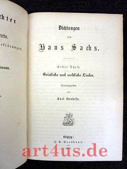 Bild des Verkufers fr Dichtungen : Erster Theil : Geistliche und weltliche Lieder Deutsche Dichter des sechzehnten Jahrhunderts ; 4 zum Verkauf von art4us - Antiquariat