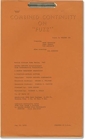 Bild des Verkufers fr Fuzz (Original post-production script for the 1972 film) zum Verkauf von Royal Books, Inc., ABAA