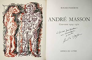 Image du vendeur pour Andr Masson. Gravures 1924-1972. dition de luxe avec 3 lithogr. + une suite de 5 oeuvres signes ?preuve d?artiste Andr Masson?. Texte par Roger Passeron. mis en vente par Harteveld Rare Books Ltd.