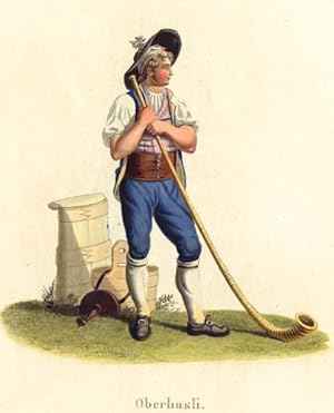 Bild des Verkufers fr Oberhasli. Joueur d?Alphorn. Costumes Suisses par G. Lory fils et F.-W. Moritz zum Verkauf von Harteveld Rare Books Ltd.