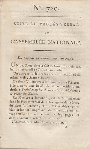 Seller image for Suite du procs -Verbal de L'Assemble Nationale. Du Samedi 30 Juillet 1791, au matin. N 720 for sale by PRISCA