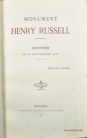 Monument Henry Russell. Souvenir du 5 Septembre 1911