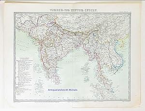 VORDER- UND HINTER-INDIEN; CHINA UND JAPAN, im Jahr 1860 - zwei handkolorierte Karten aus: Illust...