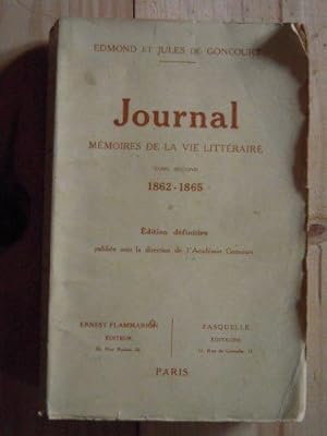 Seller image for Journal Mmoires de la vie littraire Tome second 1862-1865 for sale by JLG_livres anciens et modernes