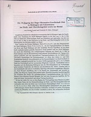 Bild des Verkufers fr Die 10. Tagung der Hugo Obermaier-Gesellschaft 1964 in Sckingen mit Exkursionen ins Hoch- und Oberrheingebiet sowie ins Birstal; Sonderdruck aus: Quartr, Bd. 15/16, 1964/65; zum Verkauf von books4less (Versandantiquariat Petra Gros GmbH & Co. KG)