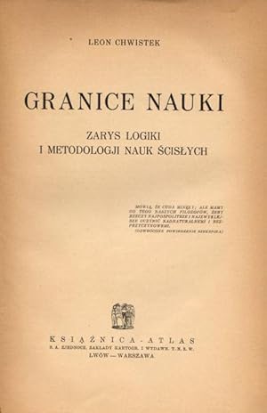 Imagen del vendedor de Granice nauki. Zarys logiki i metodologji nauk ?cis?ych a la venta por Leopolis