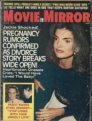 Bild des Verkufers fr Movie Mirror, Vol. 17, No. 5 (March 1973): Jacqueline Jackie O. Kennedy Onassis, Elizabeth Taylor, Richard Burton, Sophia Loren, Ethel Kennedy, Tuesday Weld, Elvis Presley, Julie Andrews, Tom Jones, Patty Duke, Richard Boone, Stacy Keach . zum Verkauf von Katsumi-san Co.