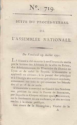 Seller image for Suite du procs -Verbal de L'Assemble Nationale. Du Vendredi 30 Juillet 1791. N 719 for sale by PRISCA