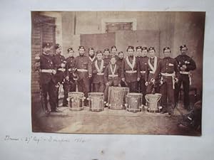 27th [Inniskilling] Regt. A vintage photograph showing group portrait of the drummers and buglers...