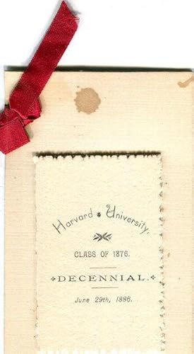 (Menu) Harvard University Class Of 1876 Decennial June 29, 1886 Dinner at Beckman & Punchard at t...