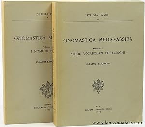 Bild des Verkufers fr Onomastica Medio-Assira. Volume I. I nomi di persona. Volume II. Studi, vocabolari ed elenchi. (2 volumes). zum Verkauf von Emile Kerssemakers ILAB