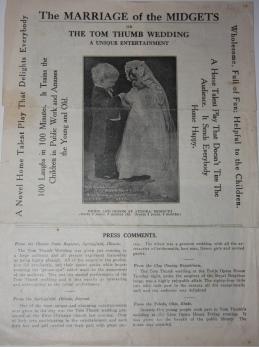 The Marriage of the Midgets or The Tom Thumb Wedding. A Unique Entertainment A Novel Home Talent ...