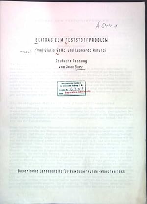 Bild des Verkufers fr Beitrag zum Feststoffproblem von Giulio Gallo und Leonardo Rotundi; zum Verkauf von books4less (Versandantiquariat Petra Gros GmbH & Co. KG)