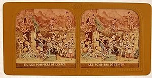 Bild des Verkufers fr Carta stereoscopica della serie "Diableries" 54. Les pompiers de l enfer zum Verkauf von Studio Bibliografico Antonio Zanfrognini