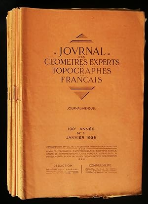 Bild des Verkufers fr JOURNAL DES GEOMETRES EXPERTS ET TOPOGRAPHES FRANCAIS 1938 . zum Verkauf von Librairie Franck LAUNAI