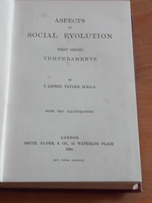 Image du vendeur pour Aspects of Social Evolution First Series Temperaments mis en vente par Dublin Bookbrowsers