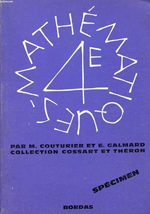 Bild des Verkufers fr COLLECTION DE MATHEMATIQUES, 4e zum Verkauf von Le-Livre