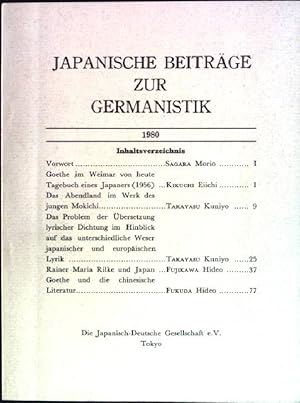 Bild des Verkufers fr Das Problem der bersetzung lyrischer Dichtung im Hinblick auf das unterschiedliche Weser japanischer und europischen Lyrik; in: Japanische Beitrge zur Germanistik zum Verkauf von books4less (Versandantiquariat Petra Gros GmbH & Co. KG)