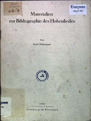 Seller image for Materialien zur Bibliographie des Hohenliedes for sale by books4less (Versandantiquariat Petra Gros GmbH & Co. KG)